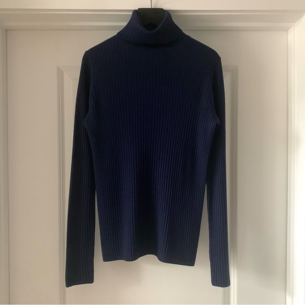 Massimo Dutti Dark Blue Wool Cashmere Turtleneck - Picture 2 of 9